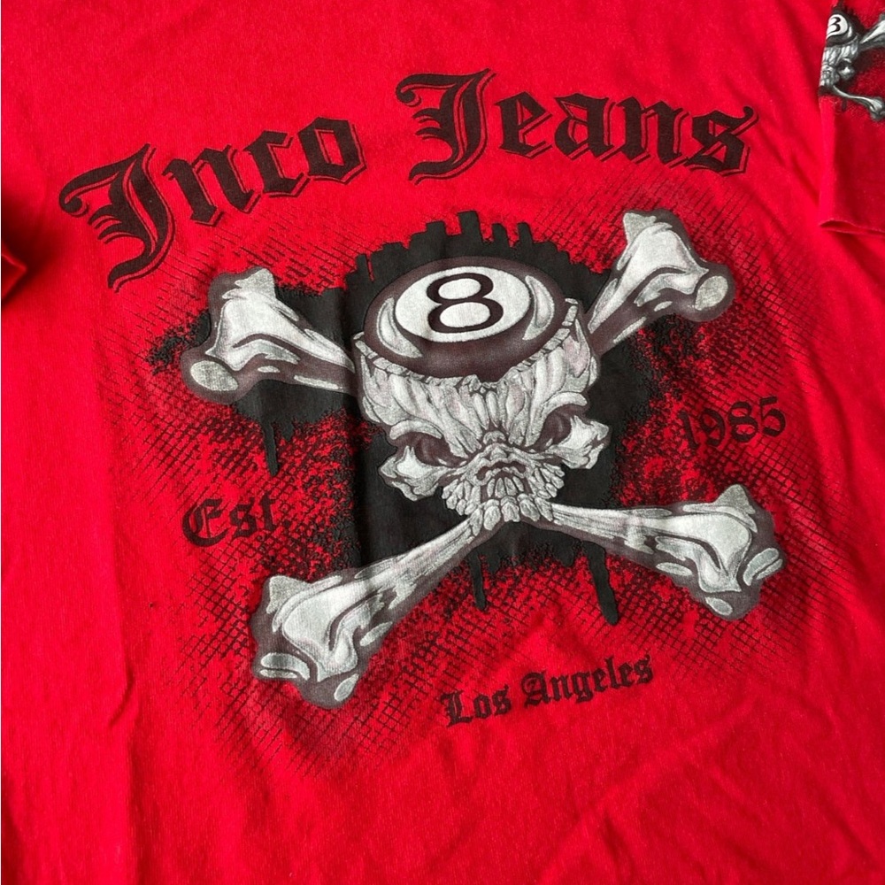 LN VTG Rare JNCO Jeans Mens Large Red Famous Skull Graphic 90s Y2K SS Tee Shirt